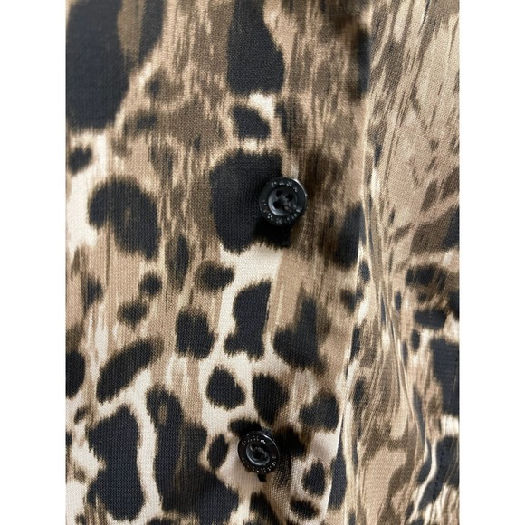 Dana Buchman Leopard Print Button Blouse Women’s Small Short Sleeve Top - Picture 9 of 16